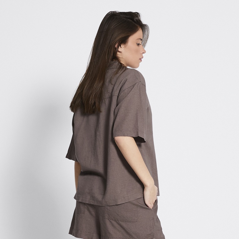 Linen blend shirt "Dixie" Light Brown